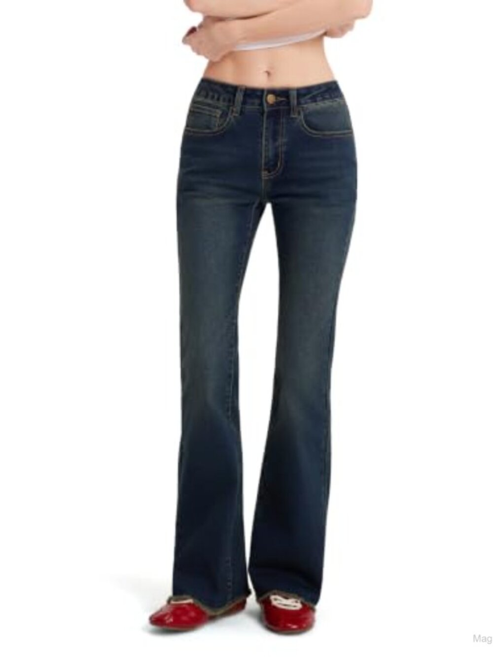 SUUKSESS MovaFit Stretchy Bootcut Jeans Raw Hem Low Rise Flare Jeans